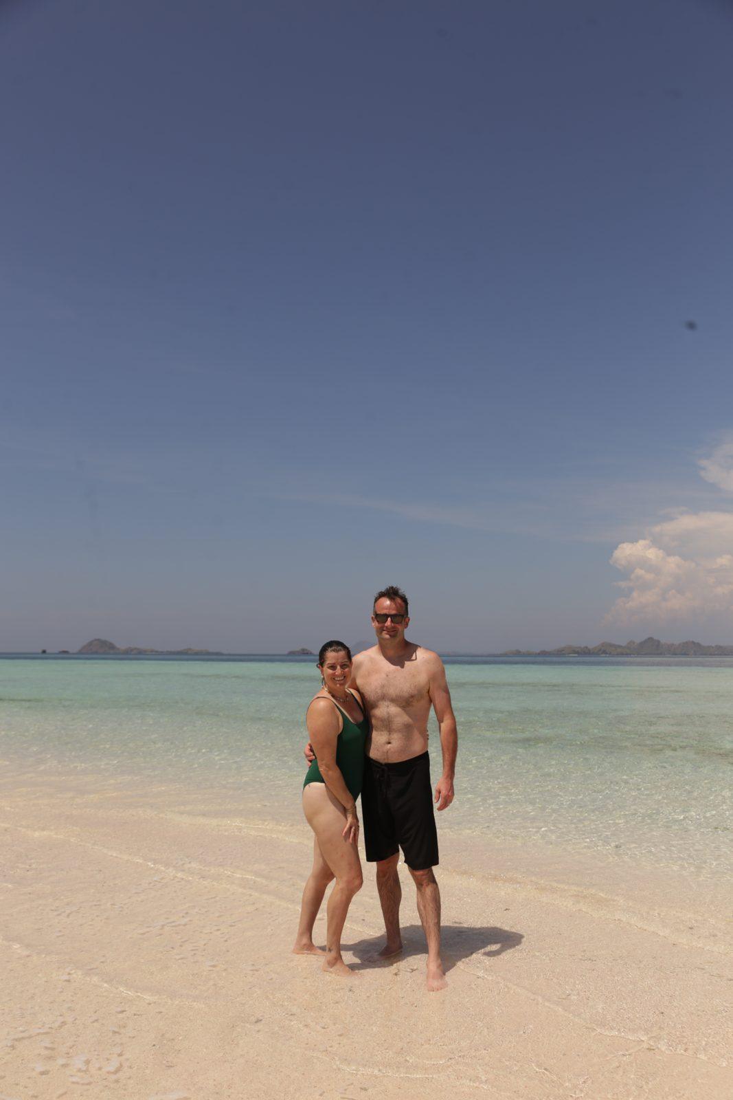 Taka Makassar – group on sandbar, shirtless man (Real photo from a Komodo Explorer trip)